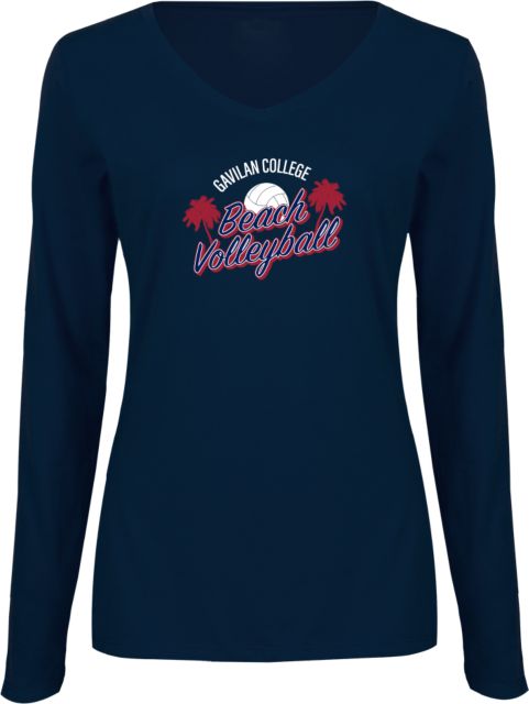 Gavilan Womens Long Sleeve V Neck Tee Gavilan College Beach Volleyball Design - ONLINE ONLY