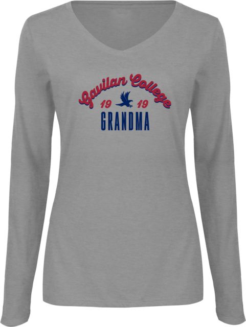 Gavilan Womens Long Sleeve V Neck Tee  Gavilan College Arched Est 1919 Grandma - ONLINE ONLY