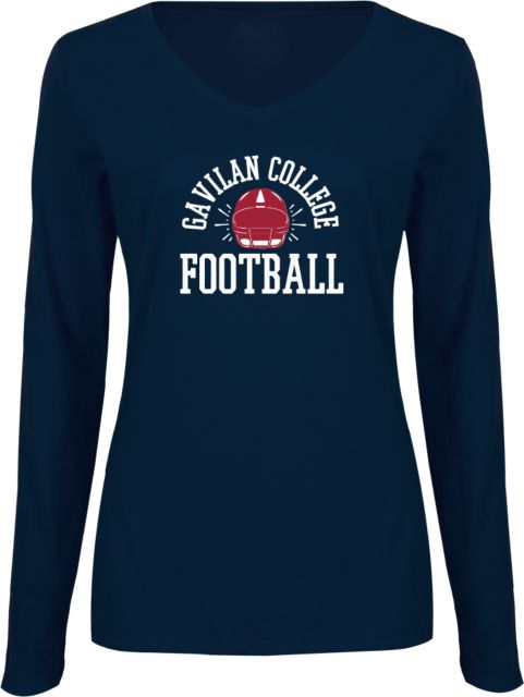Gavilan Womens Long Sleeve V Neck Tee Gavilan College Football Design - ONLINE ONLY
