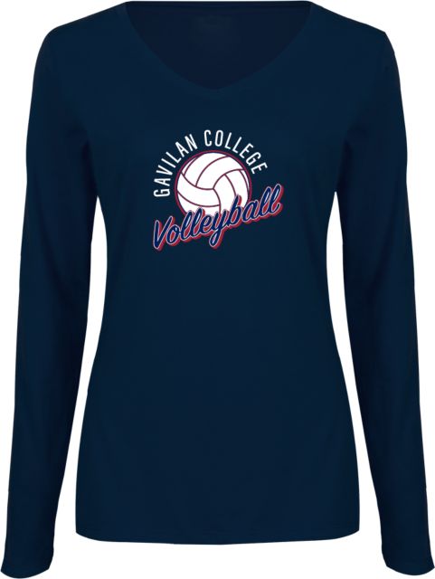 Gavilan Womens Long Sleeve V Neck Tee Gavilan College Volleyball Design - ONLINE ONLY