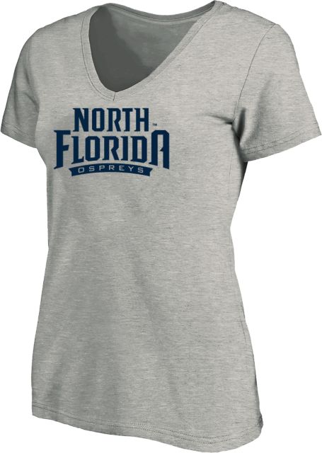 North Florida Womens Plus V Neck T Shirt UNF Primary Mark - ONLINE ONLY