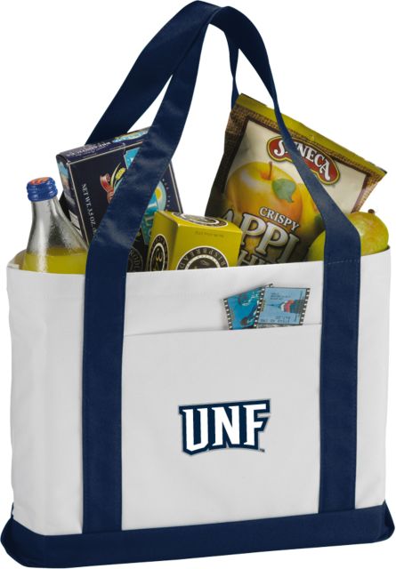 North Florida Contender White/Navy Canvas Tote UNF Monogram - ONLINE ONLY