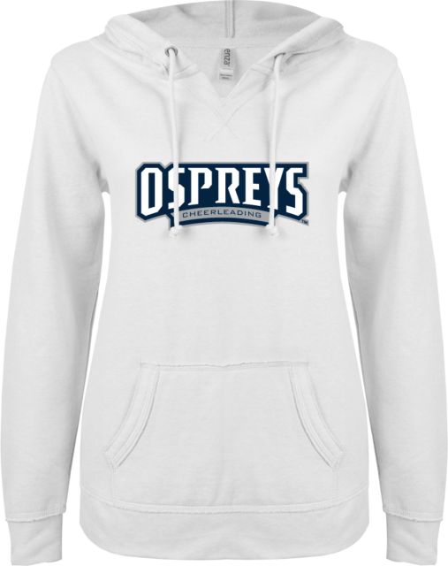 North Florida ENZA Womens V Notch Raw Edge Fleece Hoodie Ospreys Cheerleading - ONLINE ONLY