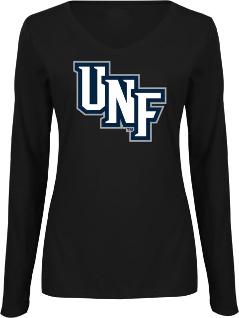 North Florida Womens Long Sleeve V Neck Tee  Diagonal UNF Monogram - ONLINE ONLY