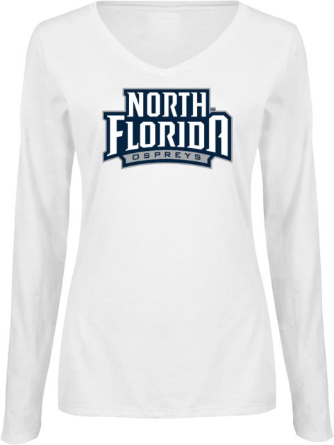 North Florida Womens Long Sleeve V Neck Tee  UNF Primary Mark - ONLINE ONLY