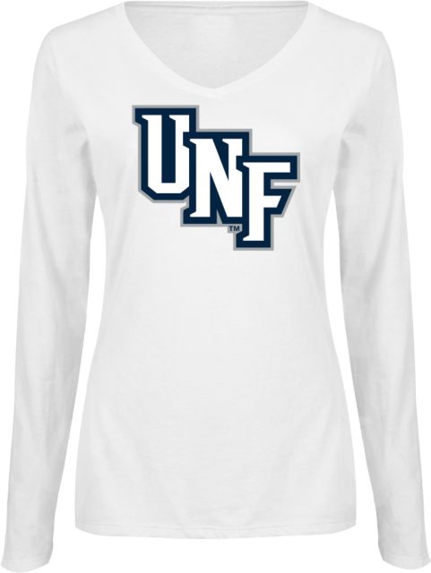 North Florida Womens Long Sleeve V Neck Tee  Diagonal UNF Monogram - ONLINE ONLY