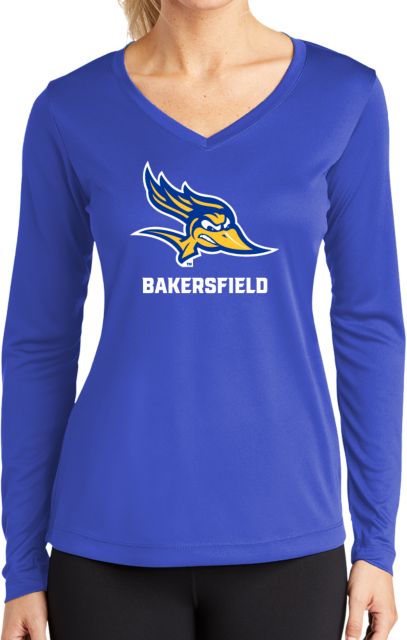 Cal State Bakersfield Womens Performance Long Sleeve V Neck Shirt Bakersfield Mascot - ONLINE ONLY