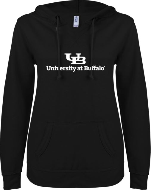 Buffalo ENZA Womens V Notch Raw Edge Fleece Hoodie Primary Lock Up - ONLINE ONLY