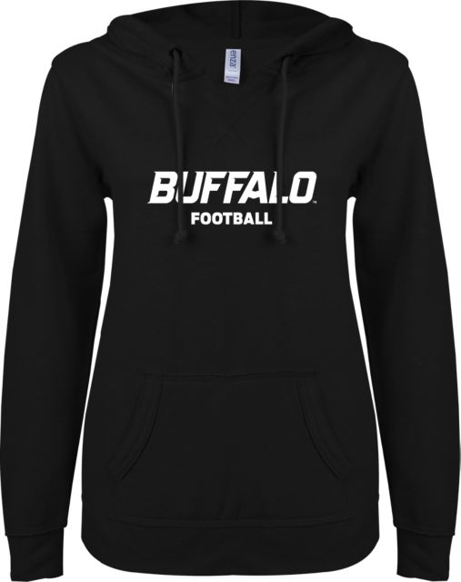Buffalo ENZA Womens V Notch Raw Edge Fleece Hoodie Football - ONLINE ONLY