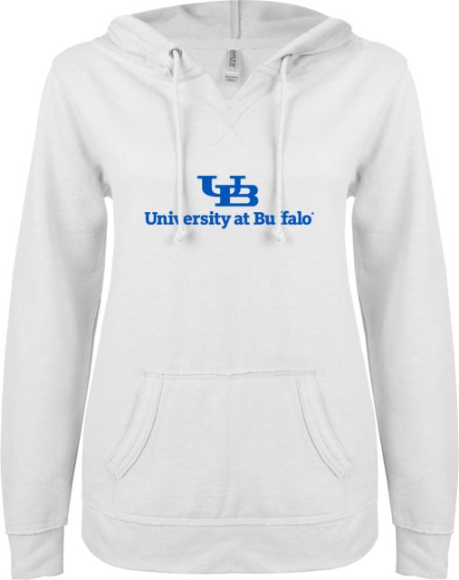 Buffalo ENZA Ladies V Notch Raw Edge Fleece Hoodie Primary Lock Up - ONLINE ONLY