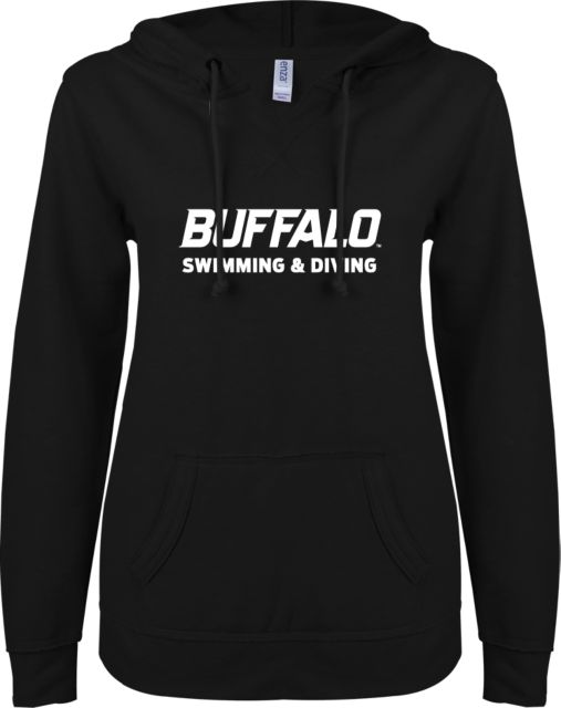 Buffalo ENZA Womens V Notch Raw Edge Fleece Hoodie Swimming and Diving - ONLINE ONLY