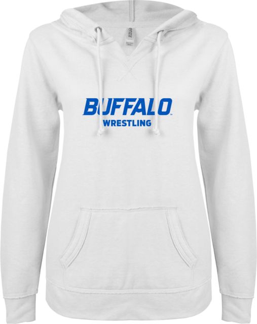 Buffalo ENZA Ladies V Notch Raw Edge Fleece Hoodie Wrestling - ONLINE ONLY