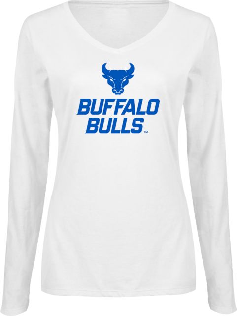 Buffalo Womens Long Sleeve V Neck Tee Secondary Athletic Mark Stacked - ONLINE ONLY