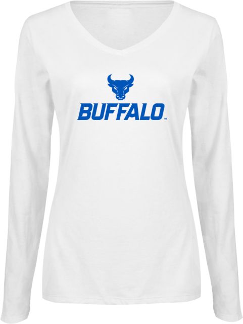 Buffalo Womens Long Sleeve V Neck Tee Primary Athletic Mark Stacked - ONLINE ONLY