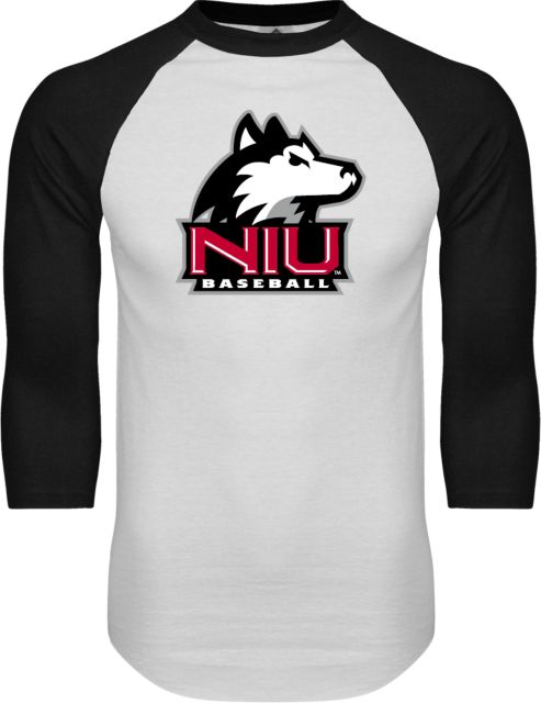 Northern Illinois White/Black Raglan Baseball T Shirt Baseball - ONLINE ONLY