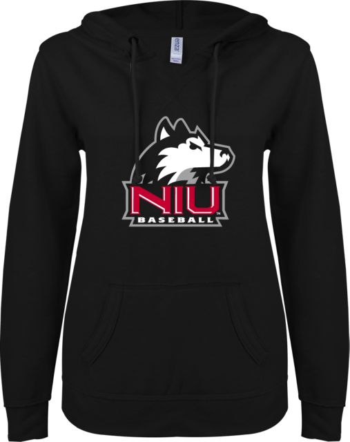 Northern Illinois ENZA Ladies V Notch Raw Edge Fleece Hoodie Baseball - ONLINE ONLY