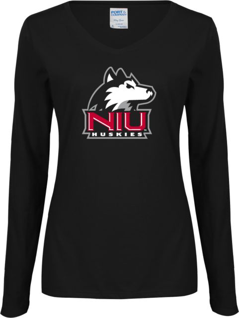 Northern Illinois Ladies Long Sleeve V Neck Tee Primary Mark - ONLINE ONLY