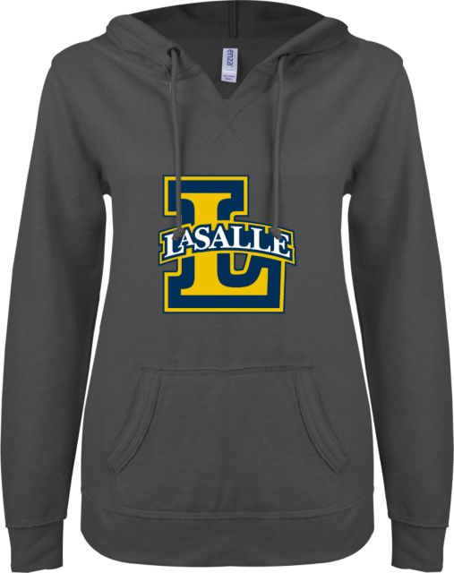 La Salle ENZA Ladies V Notch Raw Edge Fleece Hoodie Primary Mark - ONLINE ONLY