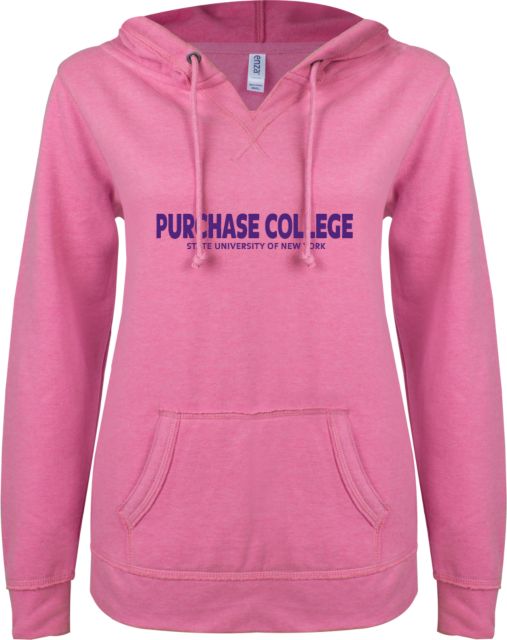 Purchase ENZA Ladies V Notch Raw Edge Fleece Hoodie Purchase College SUNY - ONLINE ONLY