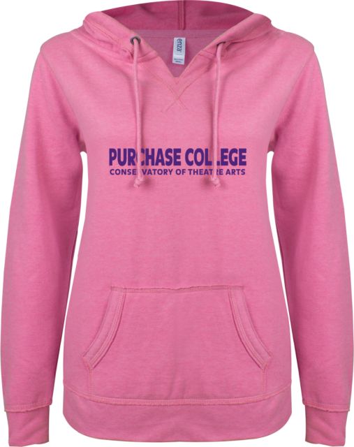 Purchase ENZA Ladies V Notch Raw Edge Fleece Hoodie Purchase College Theatre Arts - ONLINE ONLY