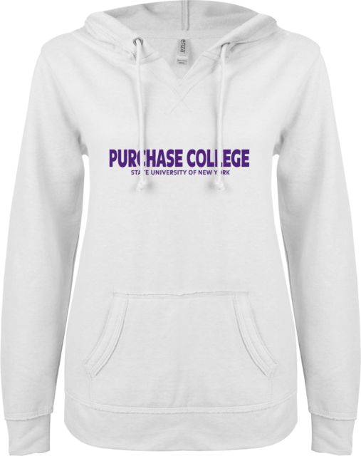 Purchase ENZA Ladies V Notch Raw Edge Fleece Hoodie Purchase College SUNY - ONLINE ONLY