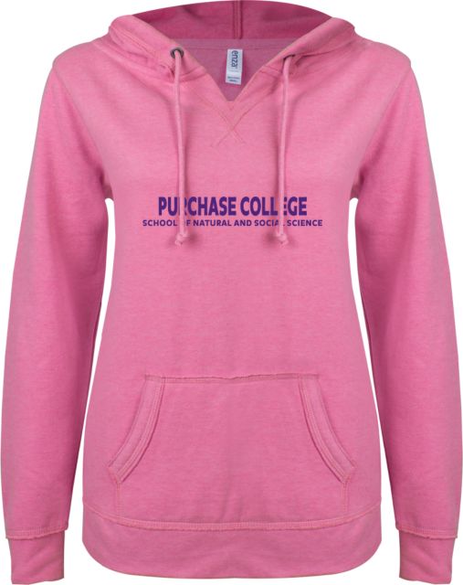 Purchase ENZA Ladies V Notch Raw Edge Fleece Hoodie Purchase College Natural and Social Science - ONLINE ONLY