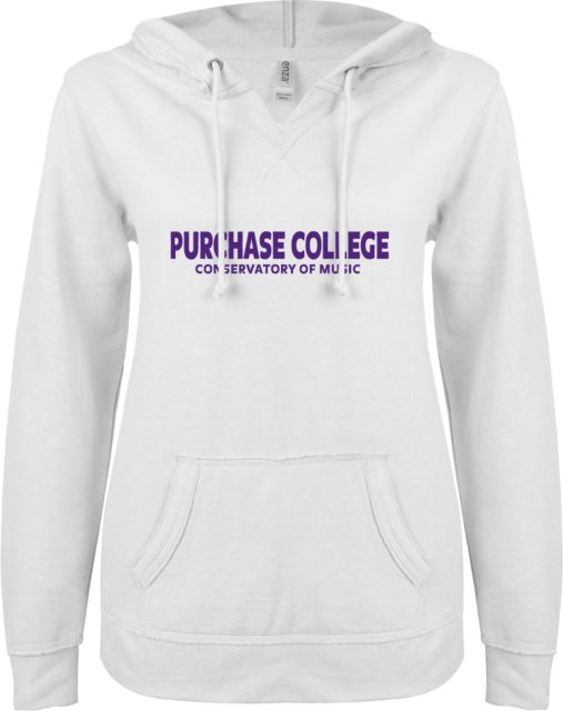 Purchase ENZA Ladies V Notch Raw Edge Fleece Hoodie Purchase College Music - ONLINE ONLY