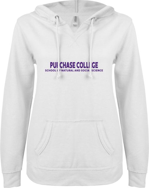Purchase ENZA Ladies V Notch Raw Edge Fleece Hoodie Purchase College Natural and Social Science - ONLINE ONLY