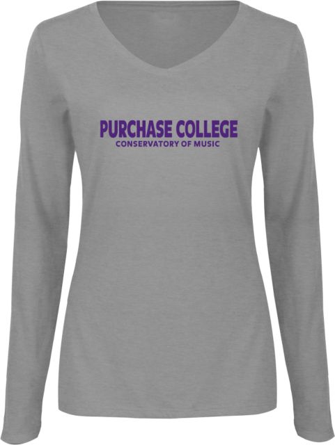 Purchase Ladies Long Sleeve V Neck Tee Purchase College Music - ONLINE ONLY