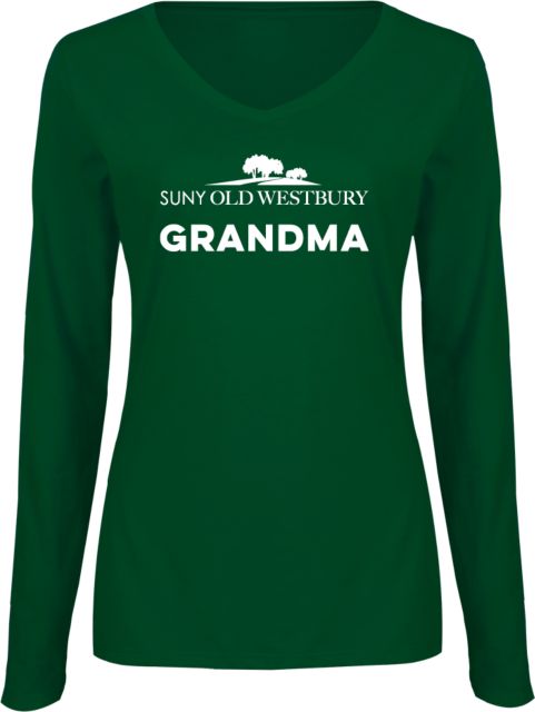 SUNY Old Westbury Womens Long Sleeve V Neck Tee  Grandma - SUNY Old Westbury - ONLINE ONLY
