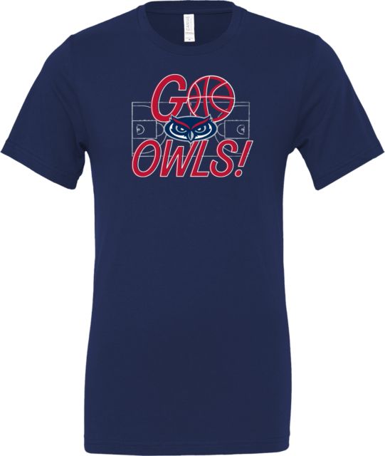 Florida Atlantic Bella + Canvas Jersey Cotton T Shirt FAU Basketball Go Owls Over Distressed Court - ONLINE ONLY