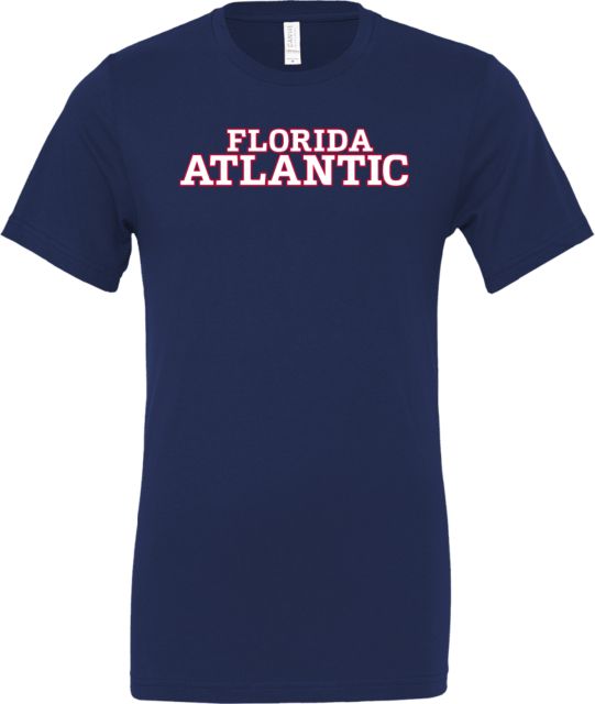 Florida Atlantic Bella + Canvas Jersey Cotton T Shirt Florida Atlantic Word Mark Stacked - ONLINE ONLY