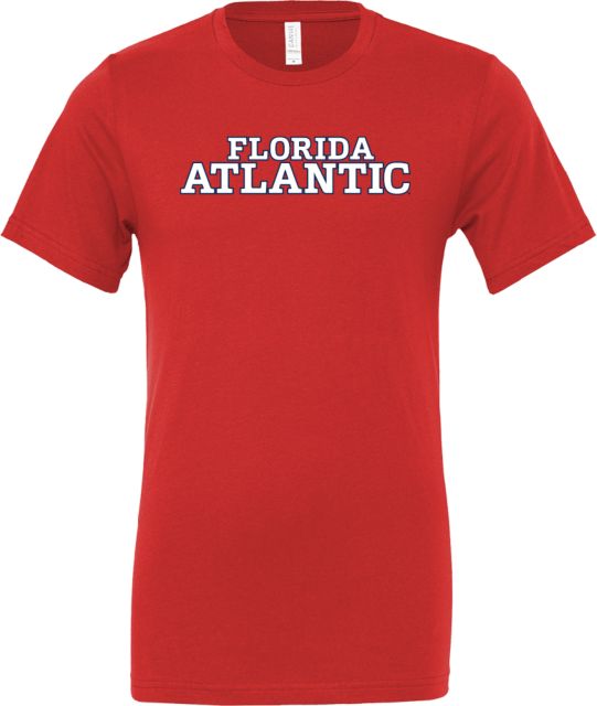 Florida Atlantic Bella + Canvas Jersey Cotton T Shirt Florida Atlantic Word Mark Stacked - ONLINE ONLY