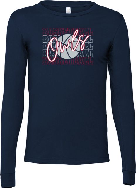 Florida Atlantic Bella + Canvas Jersey Cotton Long Sleeve T Shirt FAU Basketball Owls Script Over Repeat Text - ONLINE ONLY