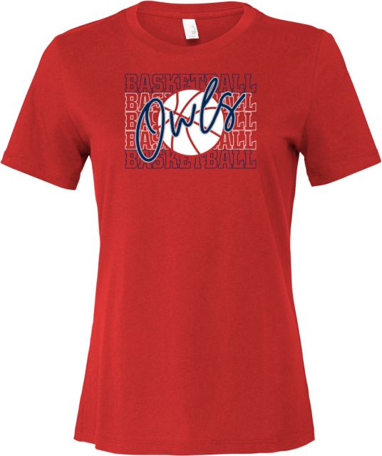 Florida Atlantic Bella + Canvas Womens Relaxed Cotton T Shirt FAU Basketball Owls Script Over Repeat Text - ONLINE ONLY