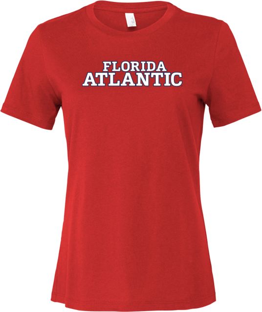 Florida Atlantic Bella + Canvas Womens Relaxed Cotton T Shirt Florida Atlantic Word Mark Stacked - ONLINE ONLY