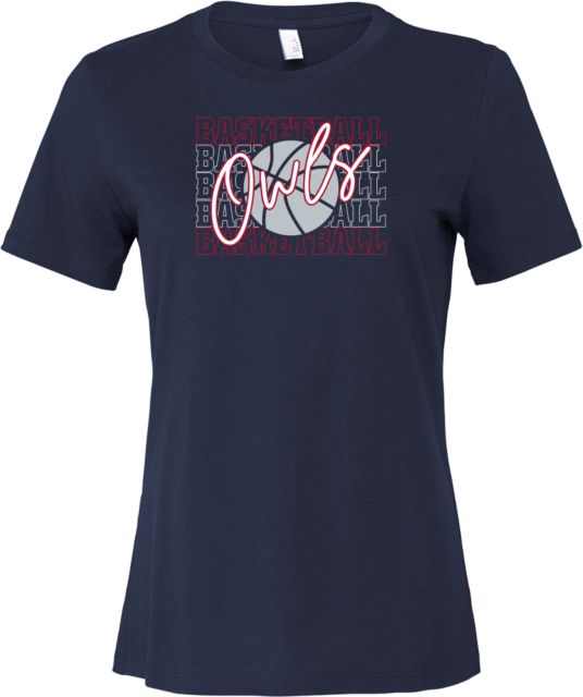 Florida Atlantic Bella + Canvas Womens Relaxed Cotton T Shirt FAU Basketball Owls Script Over Repeat Text - ONLINE ONLY