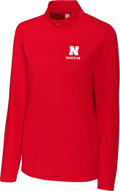 Nebraska Clique Womens Ice Pique Red Half Zip N College of Law Stacked - ONLINE ONLY