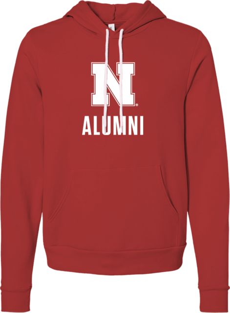 Nebraska Bella + Canvas Fleece Hood N Alumni Stacked - ONLINE ONLY