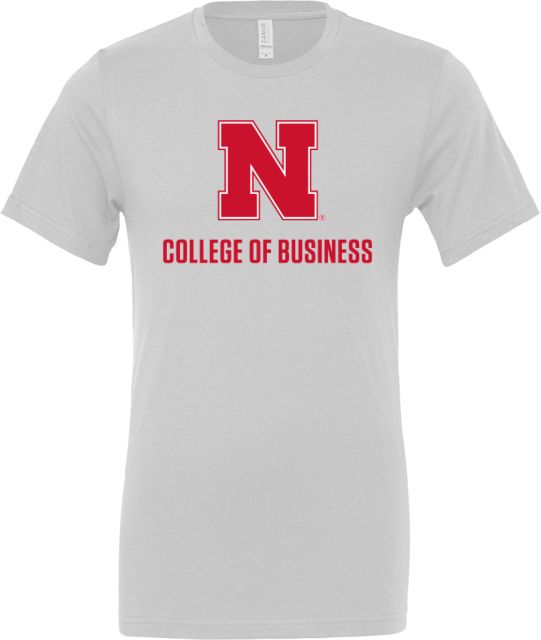 Nebraska Bella + Canvas Jersey Cotton T Shirt N College of Business Stacked - ONLINE ONLY