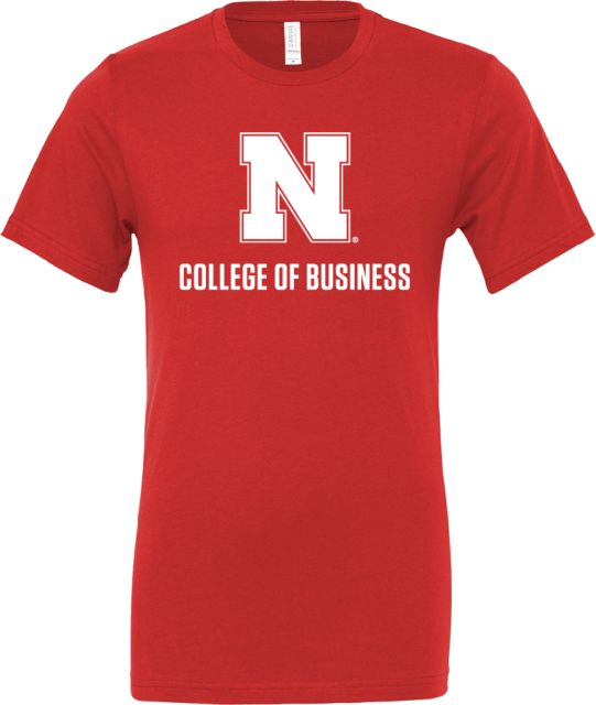 Nebraska Bella + Canvas Red Jersey Cotton T Shirt N College of Business Stacked - ONLINE ONLY