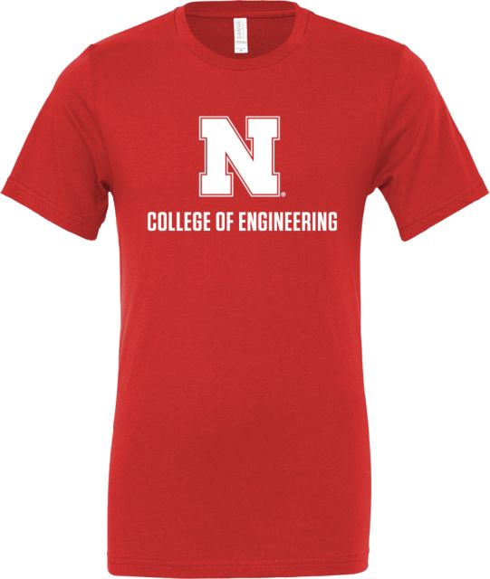 Nebraska Bella + Canvas Red Jersey Cotton T Shirt N College of Engineering Stacked - ONLINE ONLY