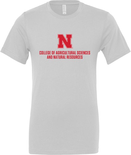Nebraska Bella + Canvas Jersey Cotton T Shirt N College of Ag Sciences and Natural Resources Stacked - ONLINE ONLY