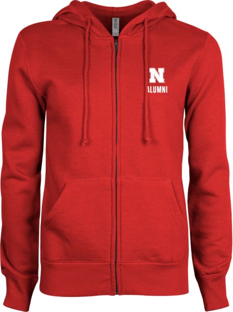 Nebraska ENZA Womens Fleece Full Zip Hoodie N Alumni Stacked - ONLINE ONLY