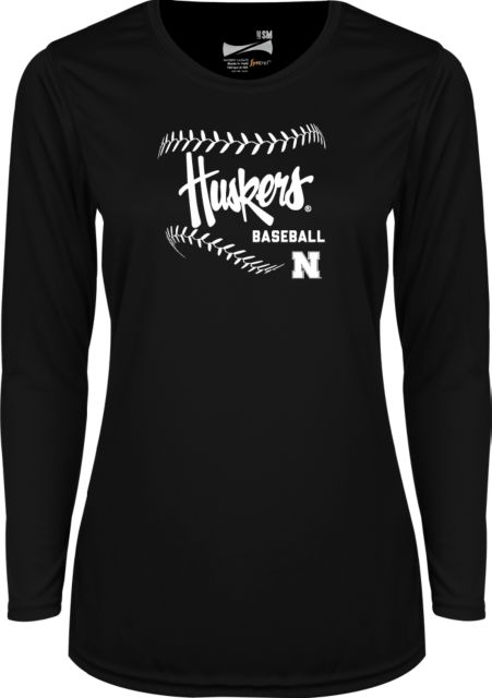 Nebraska Womens Performance Long Sleeve V Neck Shirt Huskers Baseball - ONLINE ONLY