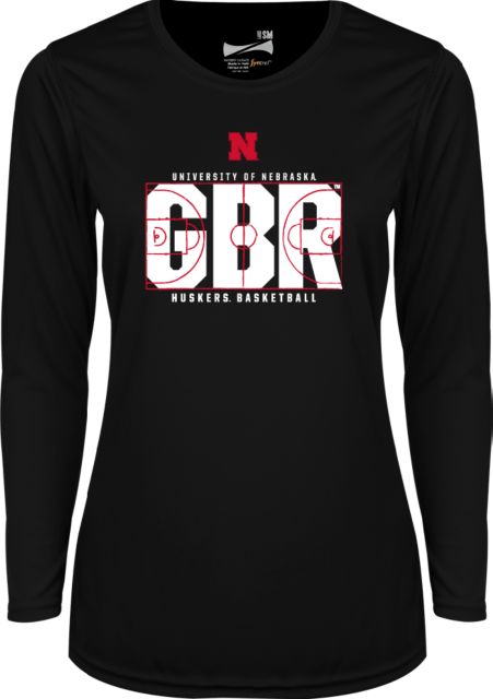 Nebraska Womens Performance Long Sleeve V Neck Shirt Huskers Basketball - ONLINE ONLY