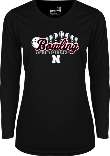 Nebraska Womens Performance Long Sleeve V Neck Shirt Huskers Bowling - ONLINE ONLY