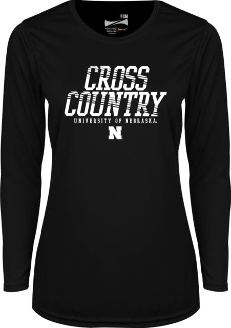 Nebraska Womens Performance Long Sleeve V Neck Shirt Huskers Cross Country - ONLINE ONLY