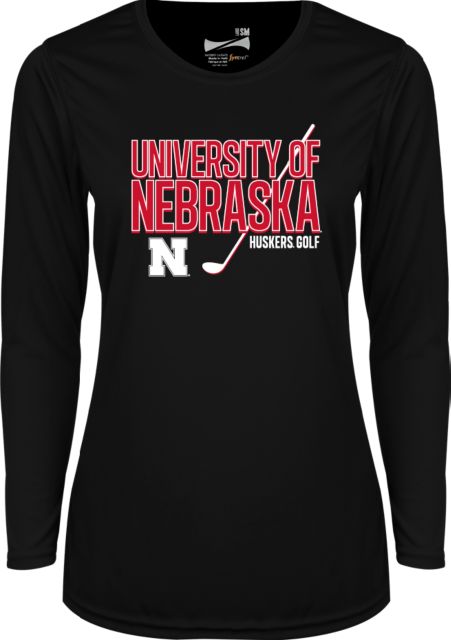 Nebraska Womens Performance Long Sleeve V Neck Shirt Huskers Golf - ONLINE ONLY