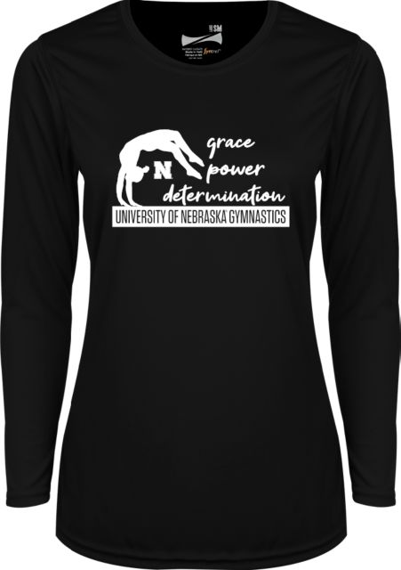 Nebraska Womens Performance Long Sleeve V Neck Shirt Huskers Gymnastics - ONLINE ONLY